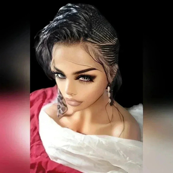 Luxurious Handmade Full Lace  braided Wig: Elegance in  Mohawk,  black  gorgeou - Picture 3 of 17